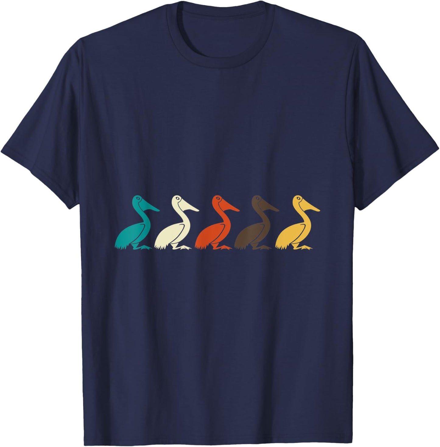 Retro Animals Pelican T-Shirt - T-Shirt | Navy