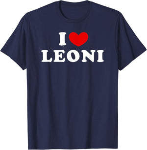 I Love Leoni, I Heart Leoni T-Shirt - T-Shirt | Navy