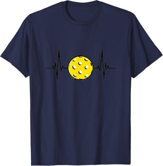 Pickleball is life - heartbeat with Pickleball - funny T-Shirt - T-Shirt | Navy