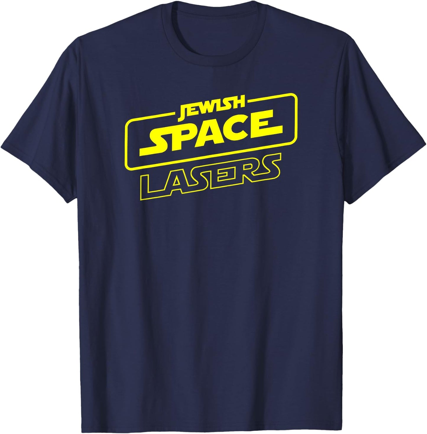 Jewish Space Lasers in Yellow Text -- Sci-fi Themed Design T-Shirt - T-Shirt | Navy