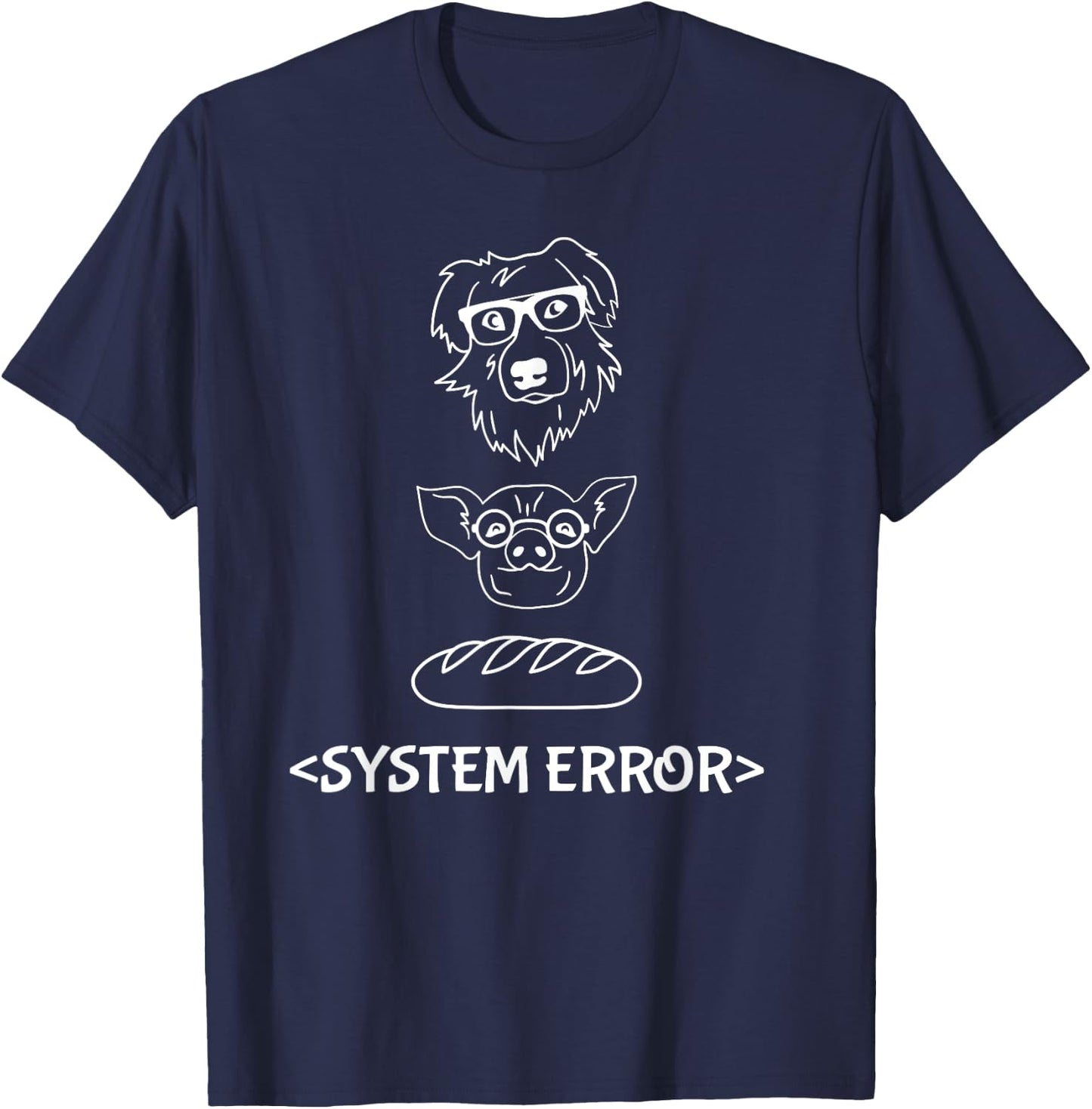 Dog Pig Loaf of Bread System Error Monchi the Pug Robot Women Girls Kids T-Shirt - T-Shirt | Navy