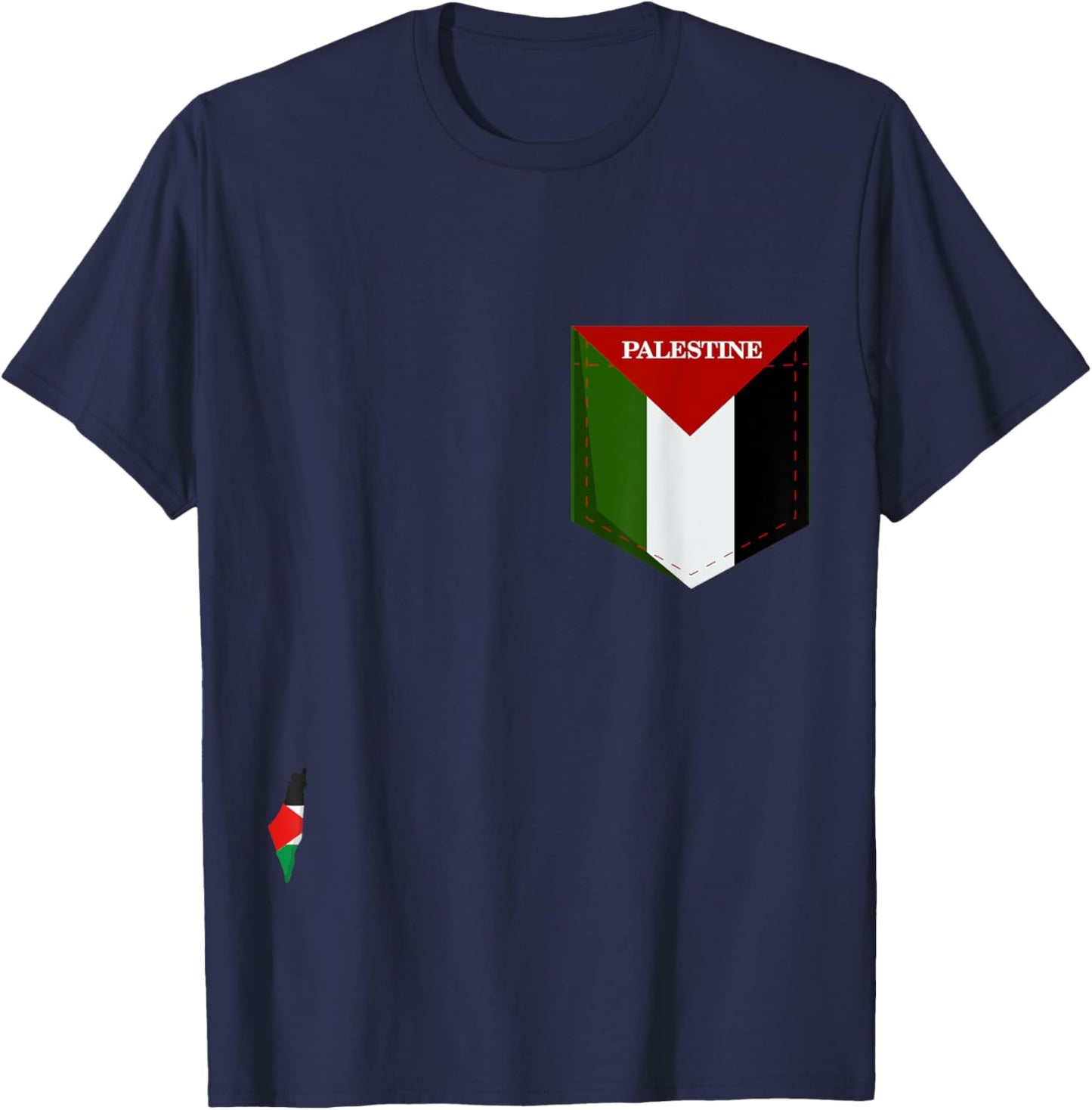 Cool Palestine Flag in the Pocket, I Love Palestine Graphic T-Shirt - T-Shirt | Navy
