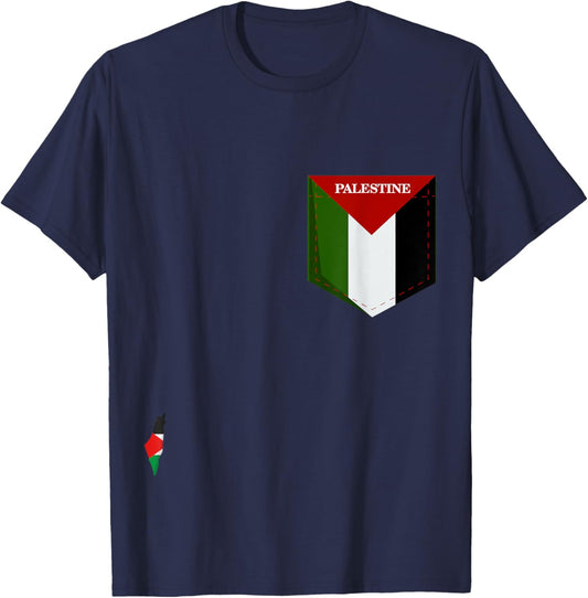 Cool Palestine Flag in the Pocket, I Love Palestine Graphic T-Shirt - T-Shirt | Navy