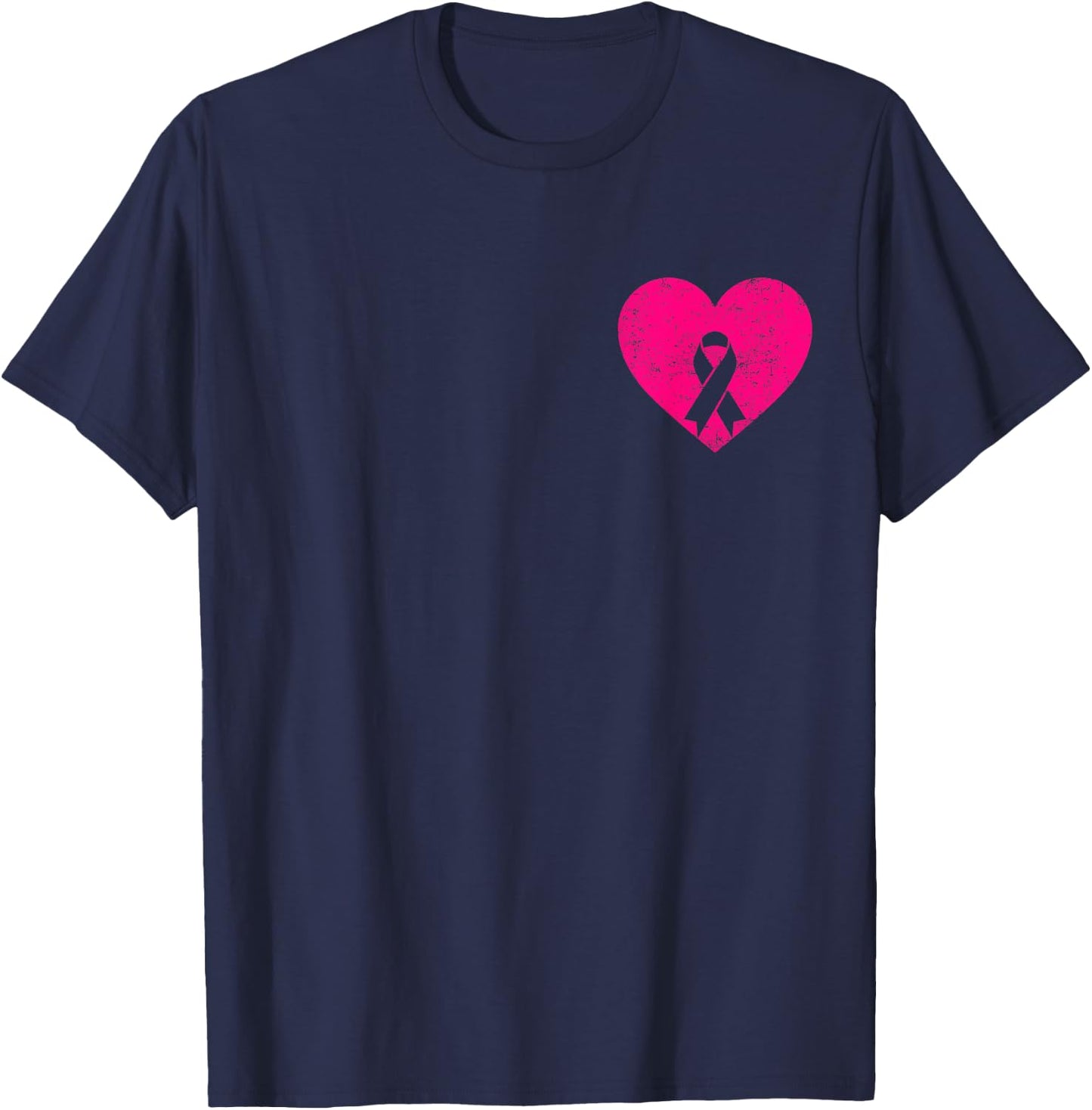 Heart Pink Breast Cancer Awareness Women Warrior T-Shirt - T-Shirt | Navy
