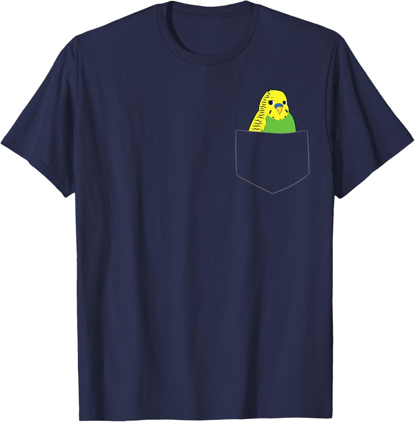Cute Parakeet In Pocket Budgie Bird In Pocket Budgerigar T-Shirt - T-Shirt | Navy