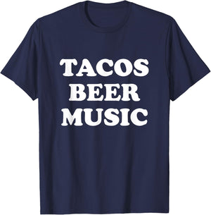 Tacos Beer Music T-Shirt - T-Shirt | Navy