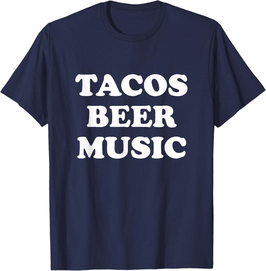 Tacos Beer Music T-Shirt - T-Shirt | Navy