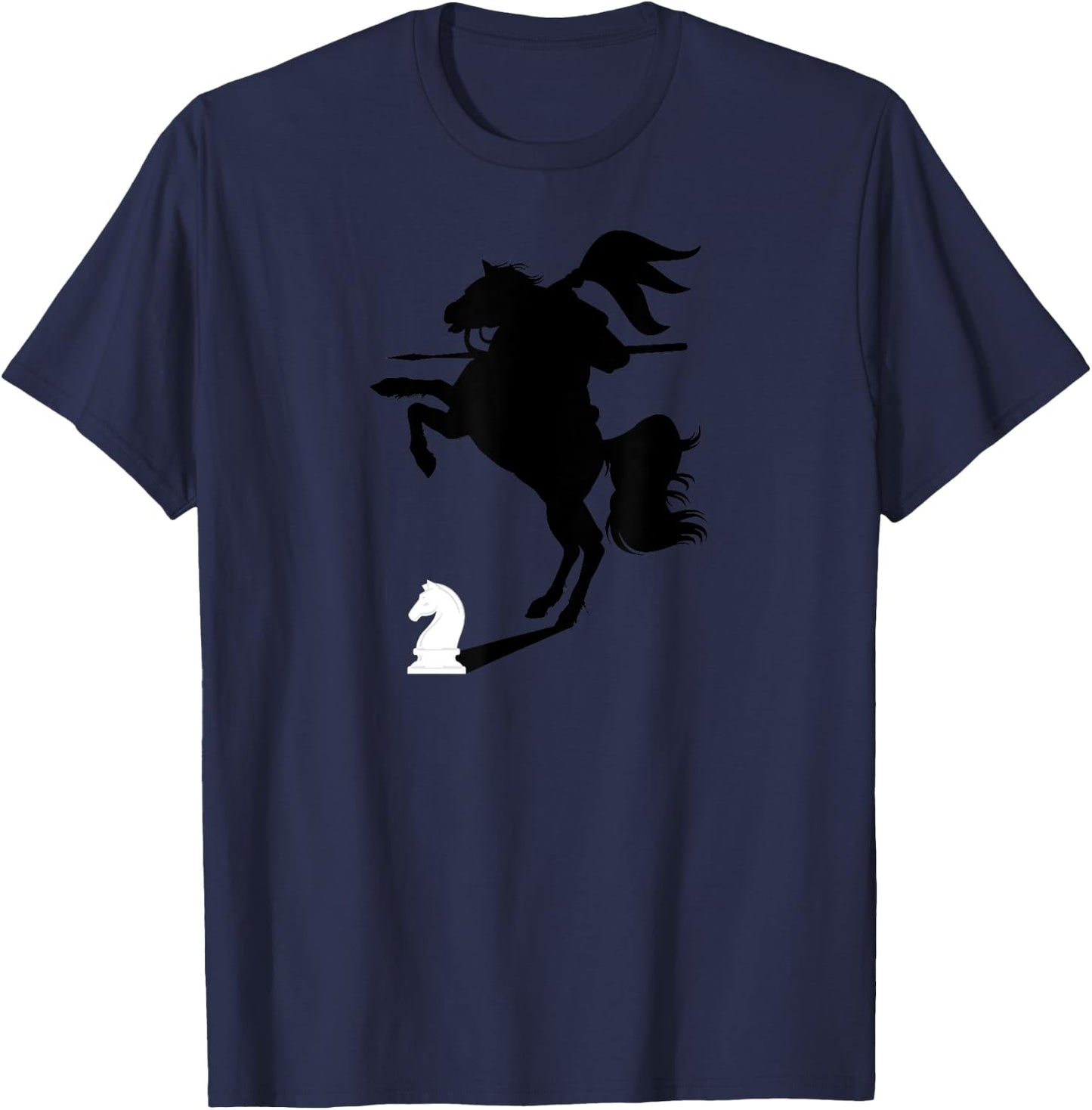 Chess Knight With Shadow of Knight on a Horse Chess Lover T-Shirt - T-Shirt | Navy