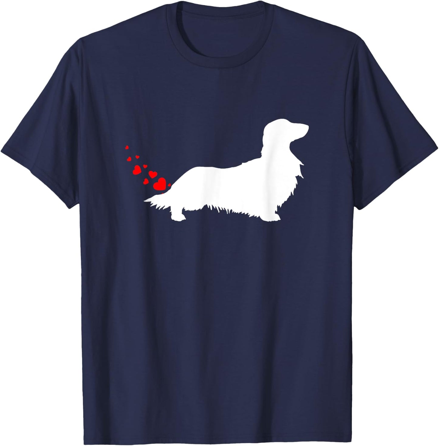 Love Dog Farts Apparel Corp. Valentines Day Long Haired Dachshund Owner Heart Farts Gift T-Shirt - T-Shirt | Navy