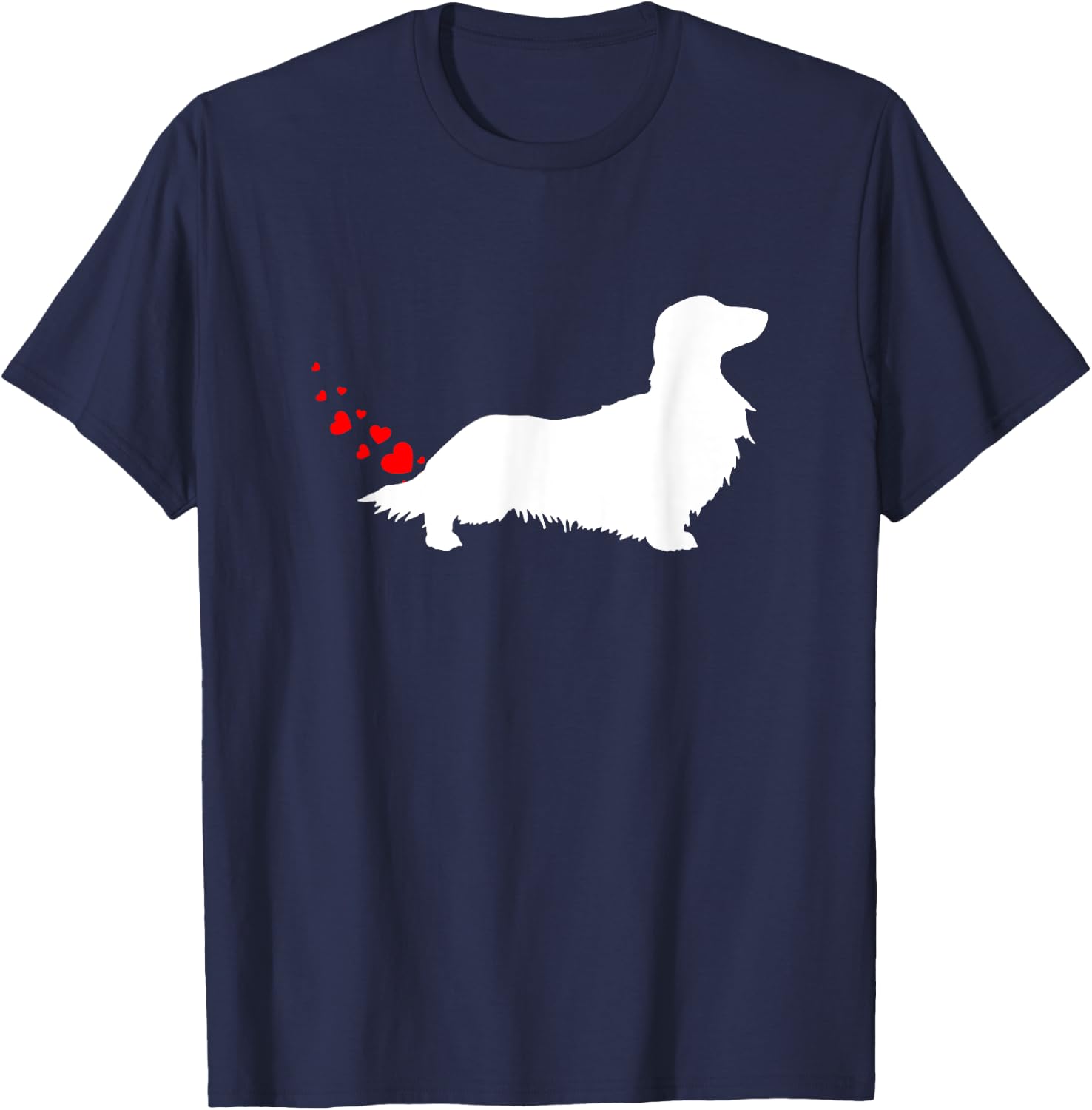 Love Dog Farts Apparel Corp. Valentines Day Long Haired Dachshund Owner Heart Farts Gift T-Shirt - T-Shirt | Navy