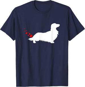 Love Dog Farts Apparel Corp. Valentines Day Long Haired Dachshund Owner Heart Farts Gift T-Shirt - T-Shirt | Navy