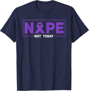 Nope Not Today Hodgkin's Lymphoma Survivor Purple Ribbon T-Shirt - T-Shirt | Navy