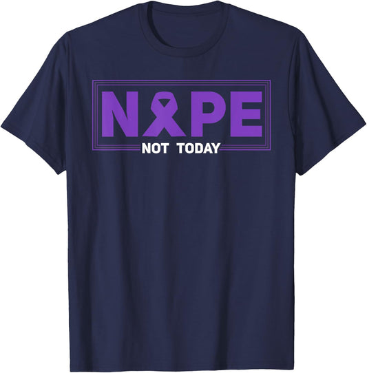 Nope Not Today Hodgkin's Lymphoma Survivor Purple Ribbon T-Shirt - T-Shirt | Navy