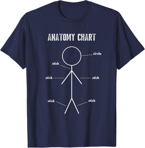 Funny Medical Student Gift Sarcastic Anatomy Of Stickman T-Shirt - T-Shirt | Navy