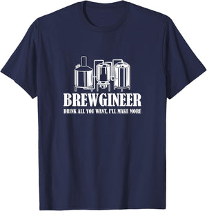 Brewgineer Craft Beer Breewing Engineer T-Shirt - T-Shirt | Navy