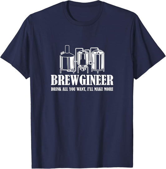 Brewgineer Craft Beer Breewing Engineer T-Shirt - T-Shirt | Navy