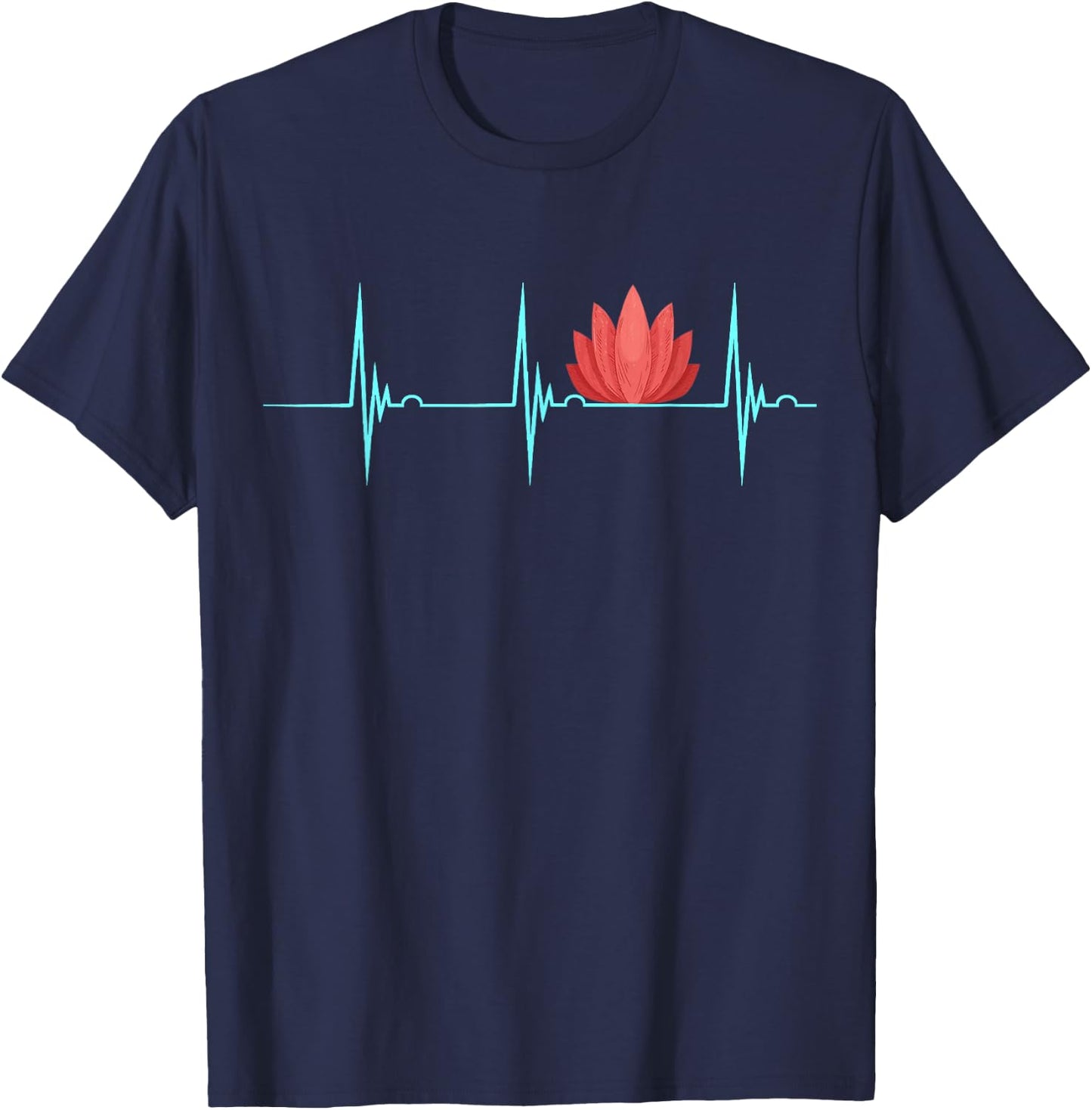 Massage Therapist Heartbeat EKG Pulse Namaste Flower Relax T-Shirt - T-Shirt | Navy