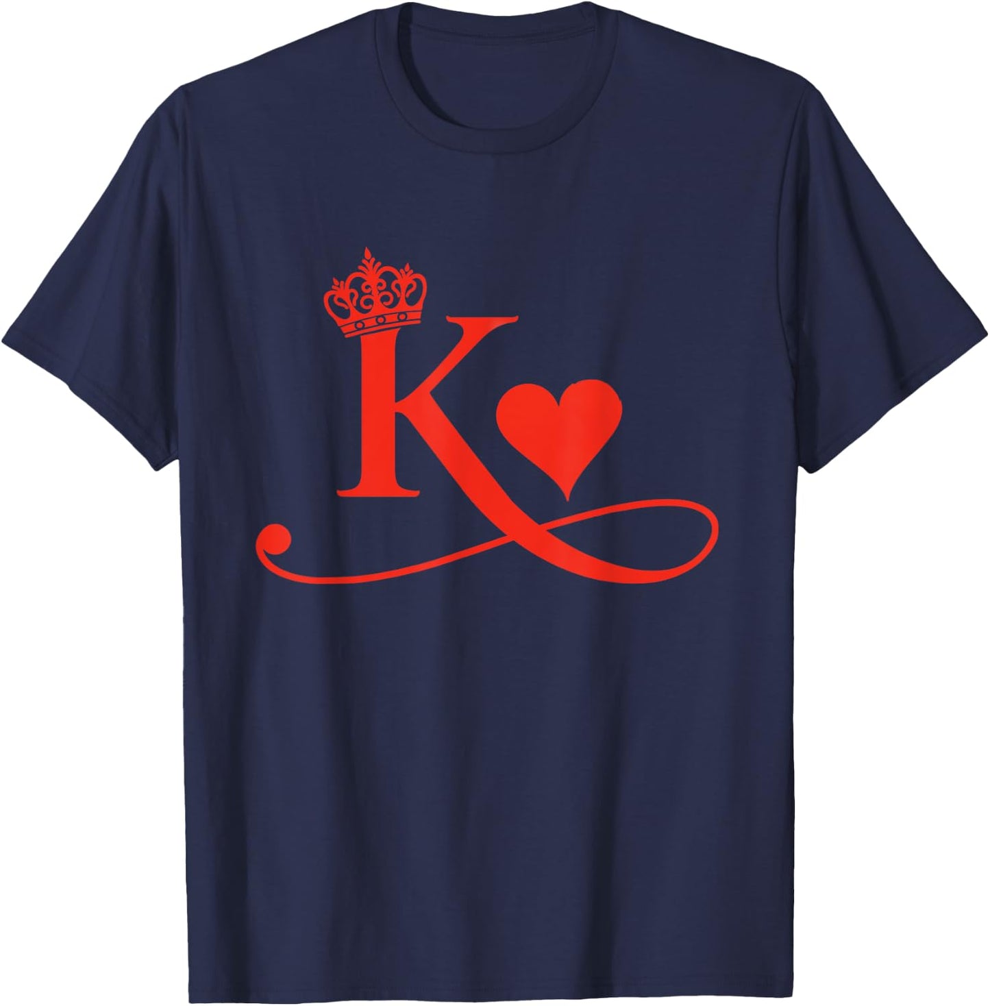 King & Queen of Hearts Matching Couple Saint Valentine's Day T-Shirt - T-Shirt | Navy