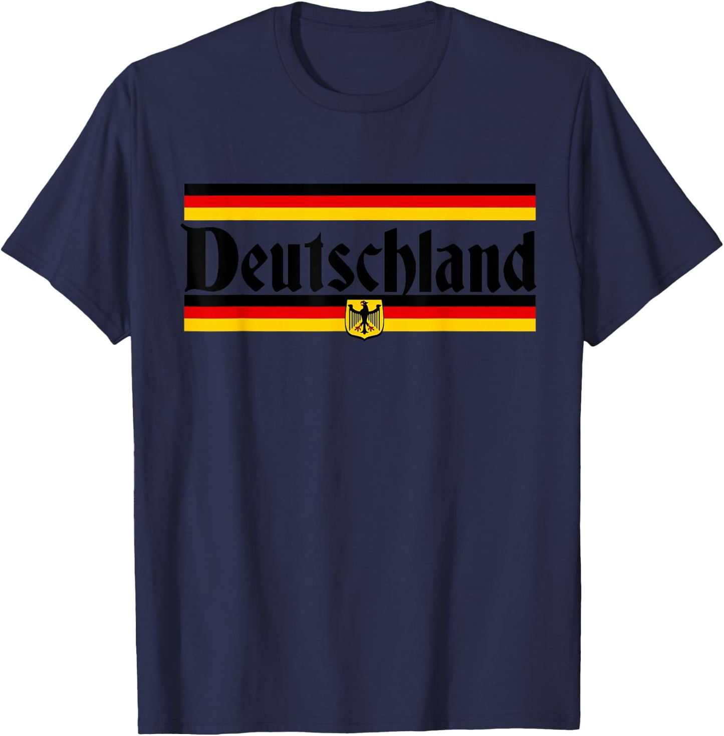 funny Oktoberfest designs , DEUTSCHLAND, Germany, Flag Coat of Arms with Eagle -Adults , Grey, Small, Short Sleeve, Classic Fit, Cotton, Polyester T-Shirt - T-Shirt | Navy