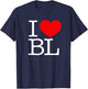 BL Love Funny Gift Co. I Love (Heart) BL -Adults , Black, Small, Short Sleeve, Classic Fit T-Shirt - T-Shirt | Navy