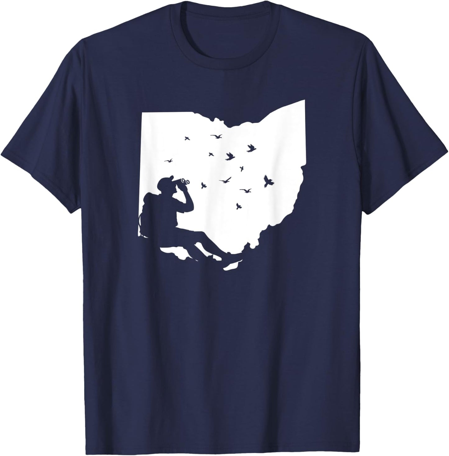 Map Ohio Bird Watching Design Birding Binoculars Birdwatcher T-Shirt - T-Shirt | Navy
