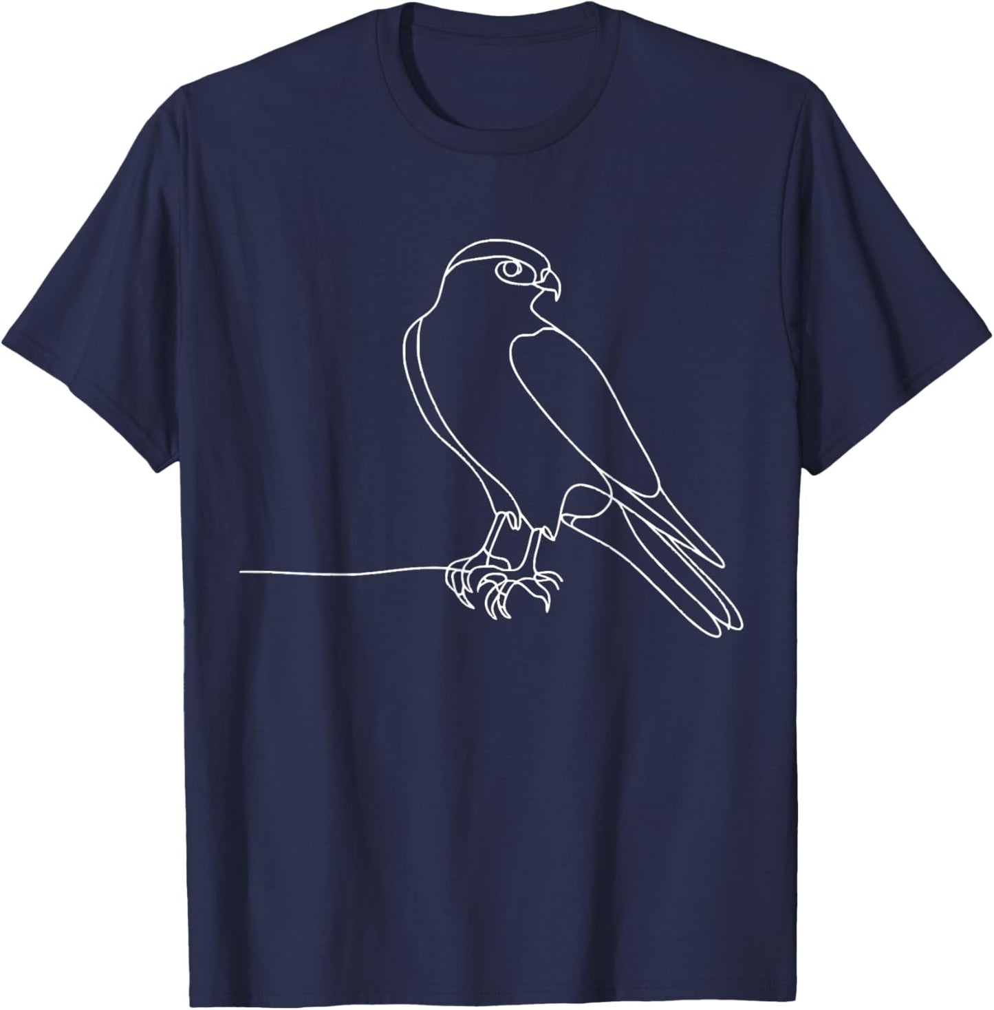 Line Art Bird & Ornithologist Cooper'S Hawk T-Shirt - T-Shirt | Navy