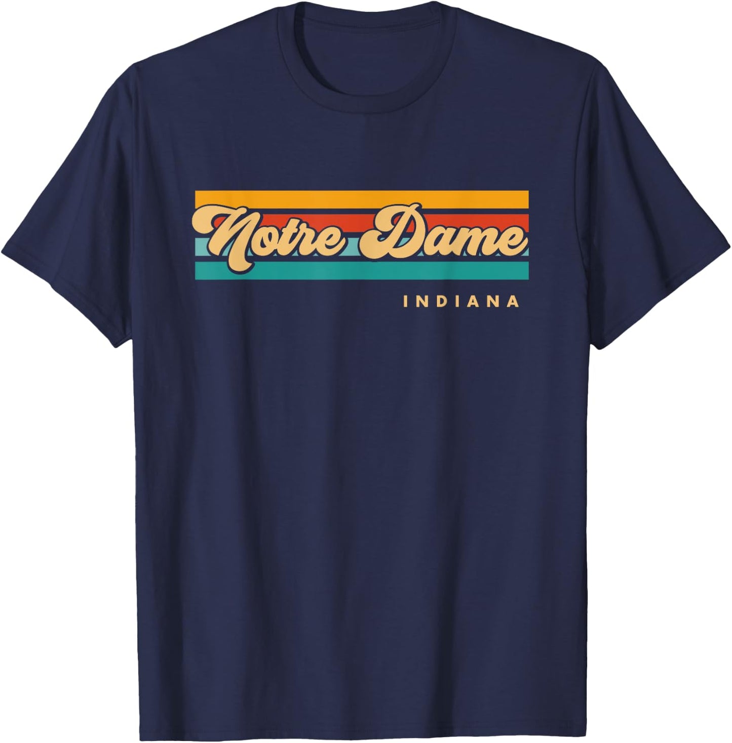 Vintage Sunset Stripes Notre Dame, Indiana T-Shirt - T-Shirt | Navy