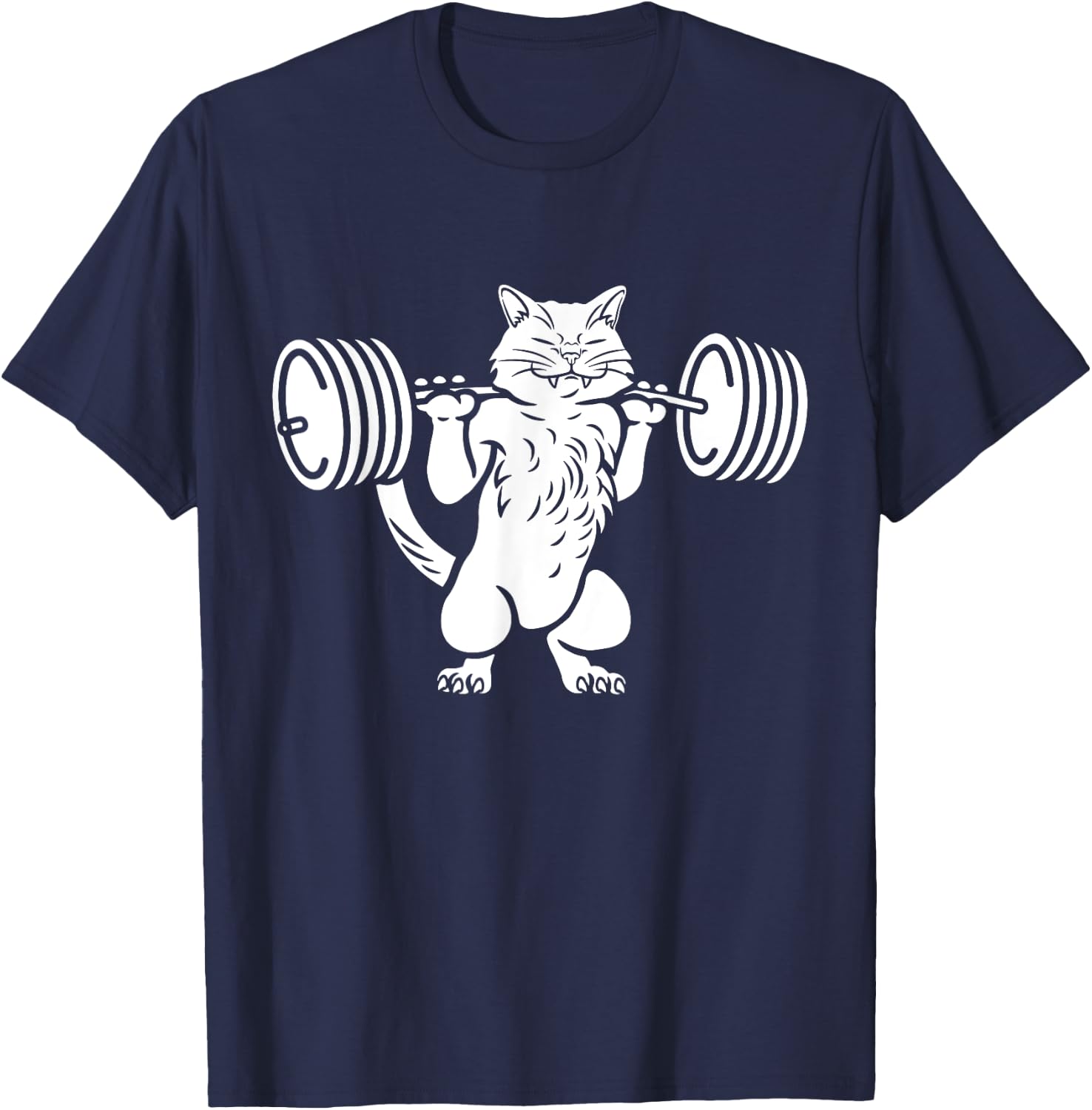 Squat Cat Gift Power Squat Bodybuilder T-Shirt - T-Shirt | Navy