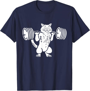 Squat Cat Gift Power Squat Bodybuilder T-Shirt - T-Shirt | Navy