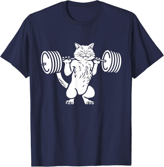 Squat Cat Gift Power Squat Bodybuilder T-Shirt - T-Shirt | Navy
