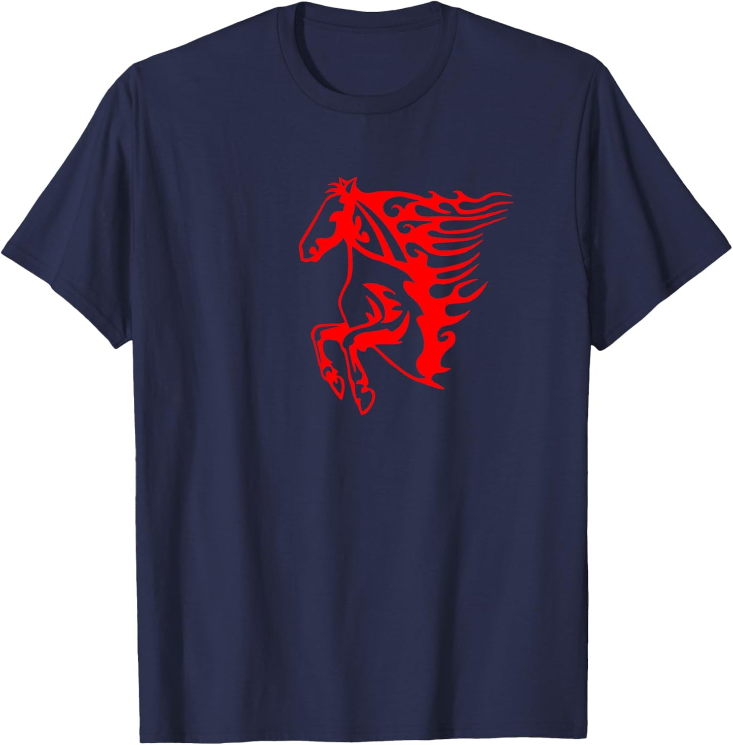Flaming Red Horse Women Kids and Senior Citizens T-Shirt - T-Shirt | Navy