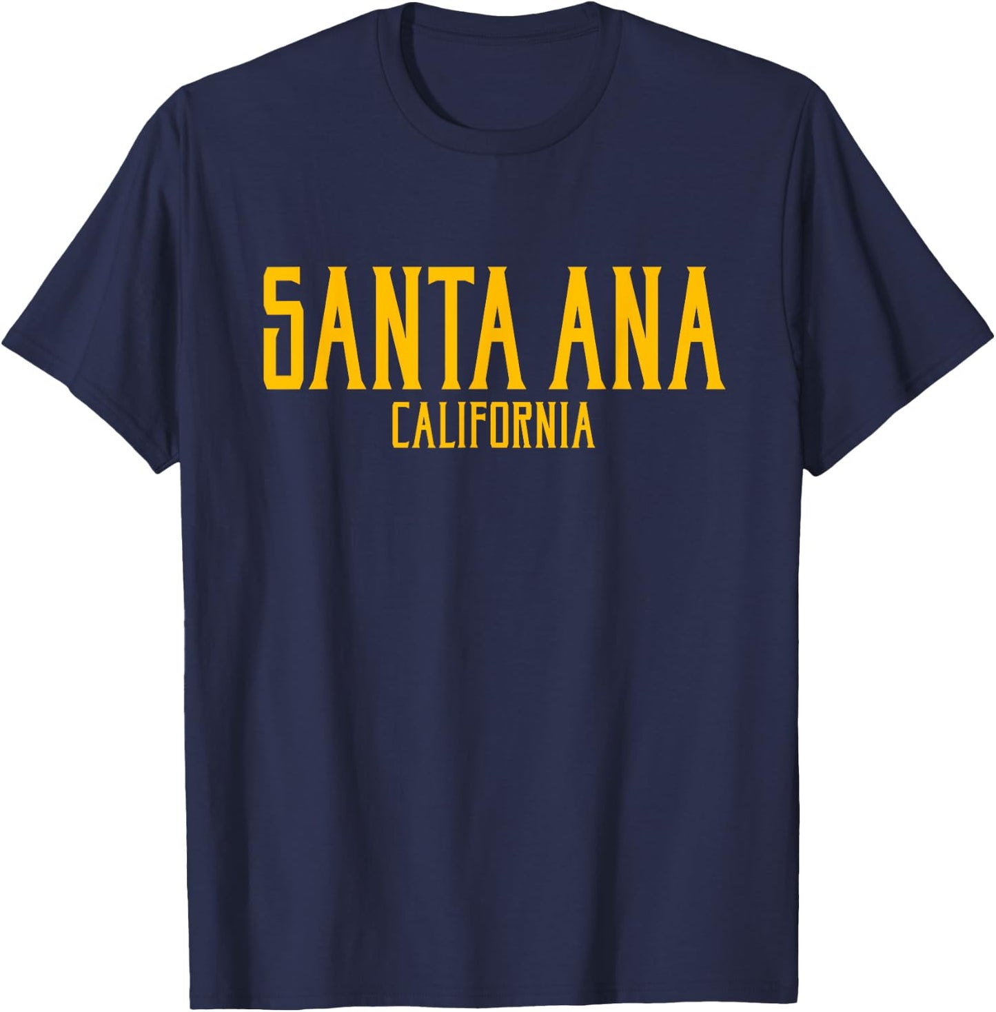 Santa Ana California Text Amber Print T-Shirt - T-Shirt | Navy