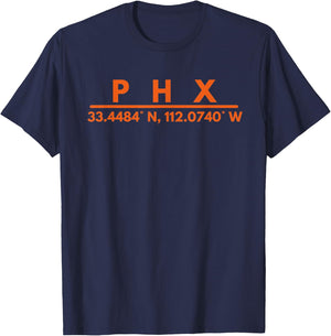 Phoenix AZ Fans Latitude & Longitude PHX T-Shirt - T-Shirt | Navy