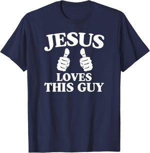 Jesus Loves This Guy Cute Christian Bible Verse Quotes T-Shirt - T-Shirt | Navy
