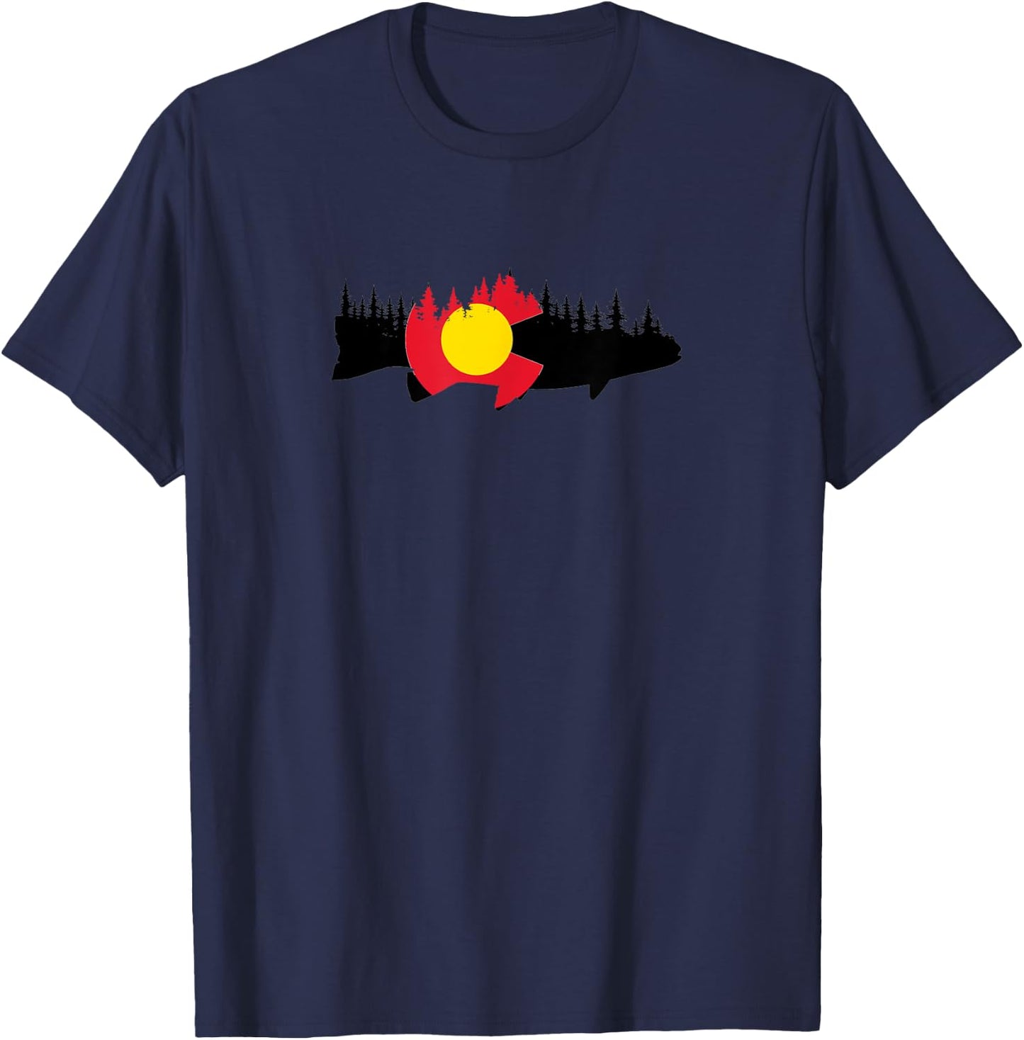 Colorado Fishing Graphic Design T-Shirt - T-Shirt | Navy