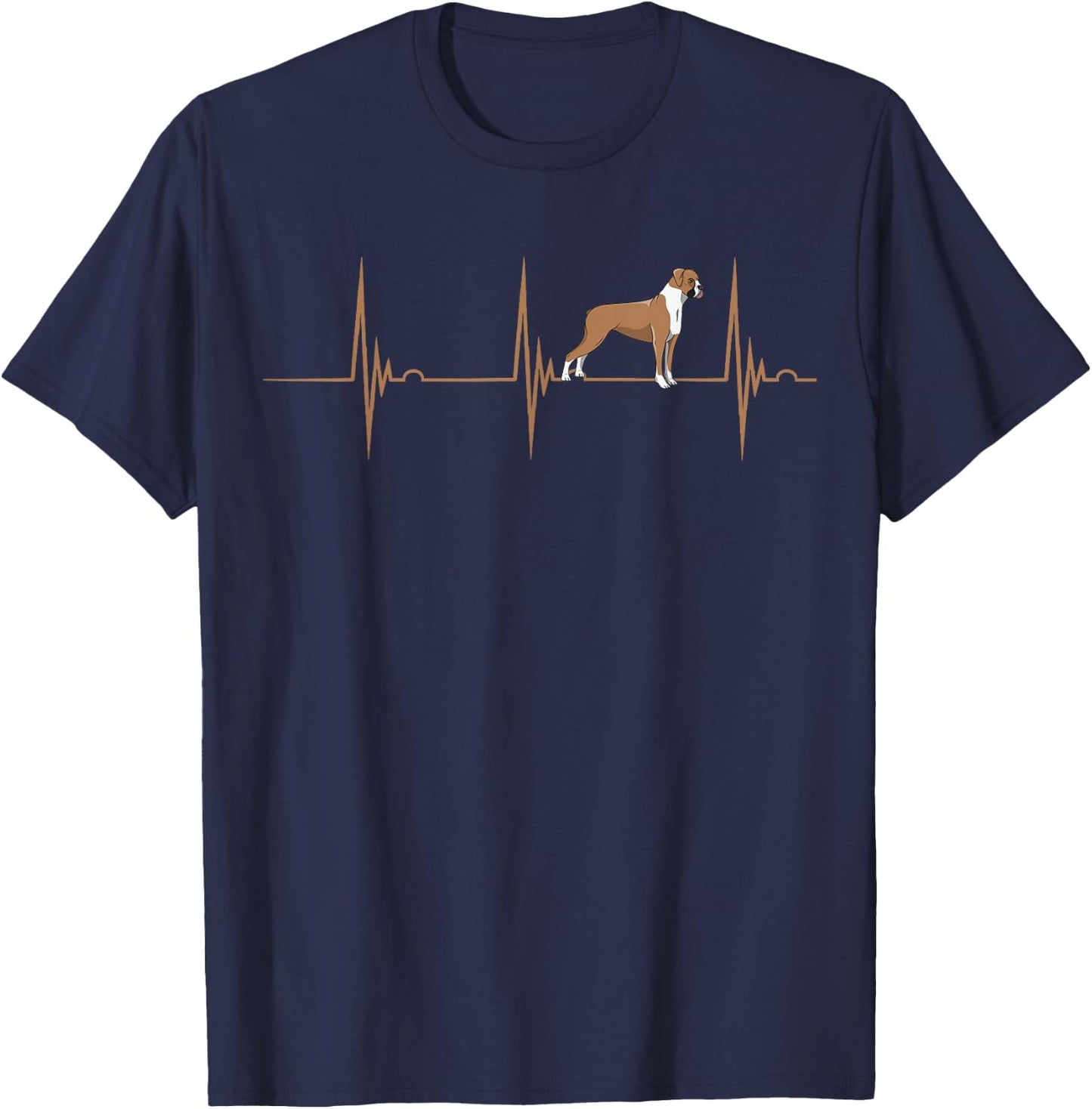 Boxer Dog Owner Heartbeat EKG Pulse Boxer Dog Lover Breeder Men Women Girls Kids T-Shirt - T-Shirt | Navy
