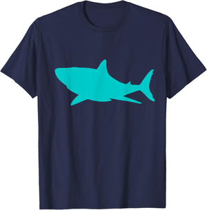 Teal Shark Lover Marine Graphic T-Shirt - T-Shirt | Navy