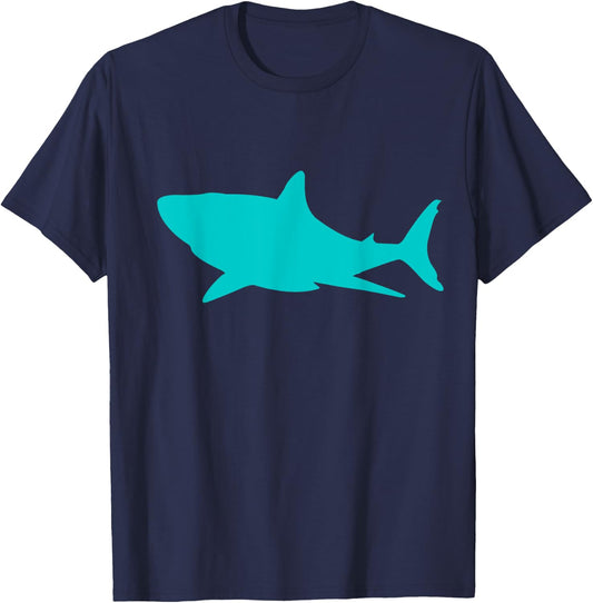 Teal Shark Lover Marine Graphic T-Shirt - T-Shirt | Navy