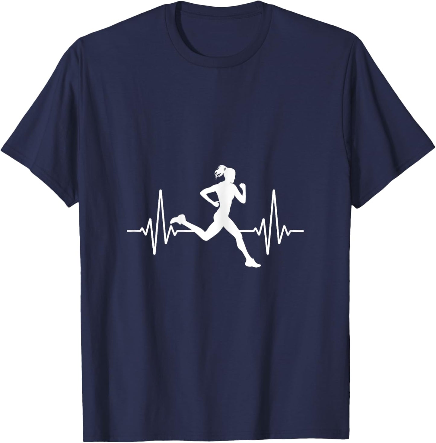 Runners Heartbeat Female - Funny Runners & Running Gift T-Shirt - T-Shirt | Navy