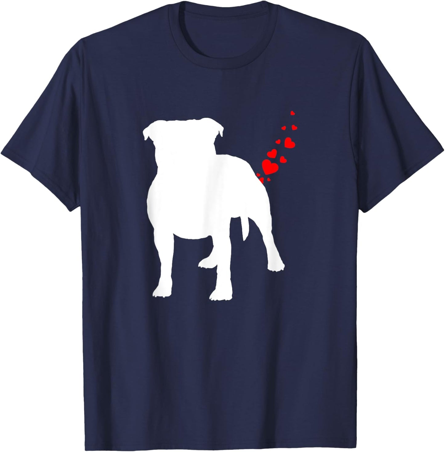 Staffordshire Bull Terrier Valentines Day Heart Dog Farts Men Women Girls Kids T-Shirt - T-Shirt | Navy