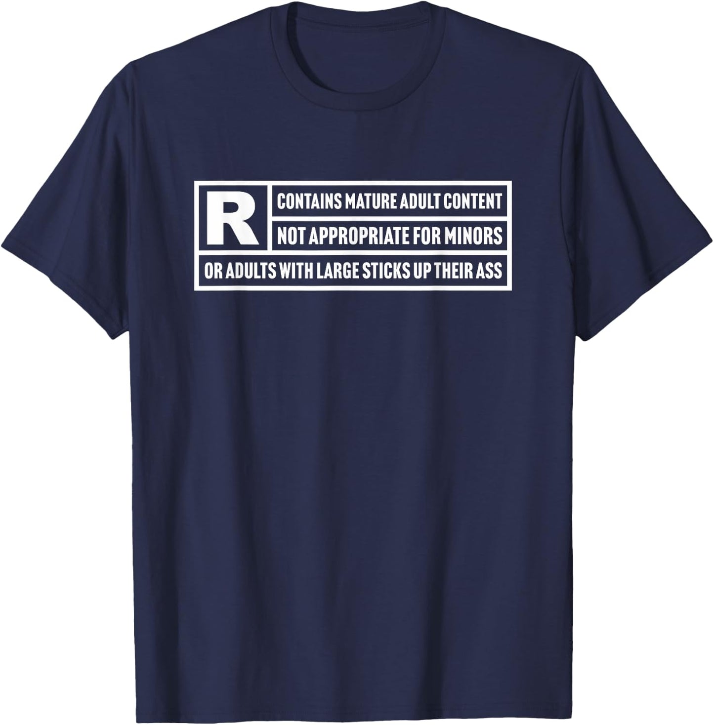 Motion Pictures Funny Content Rating Parody Rated R Adult T-Shirt - T-Shirt | Navy