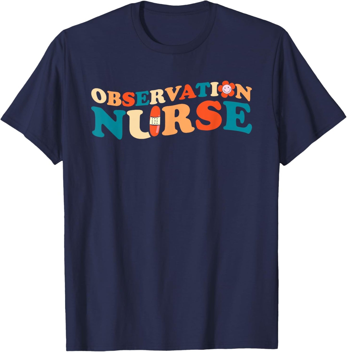Observation Nurse Retro Registered RN Nursing Student T-Shirt - T-Shirt | Navy