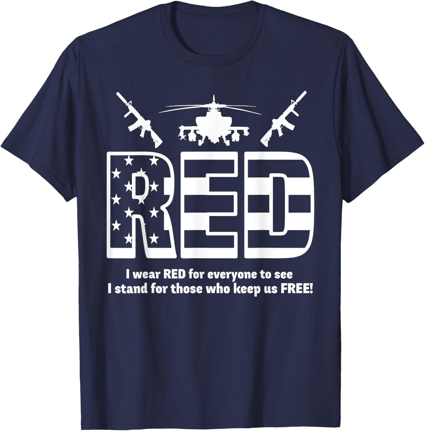 Red Friday Military Shirts Support The Deployed Back Troops T-Shirt - T-Shirt | Navy
