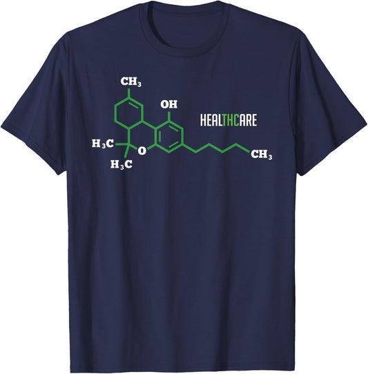 Cannabis Healthcare 420 weed Molecule THC Marijuana Pot Gift T-Shirt - T-Shirt | Navy