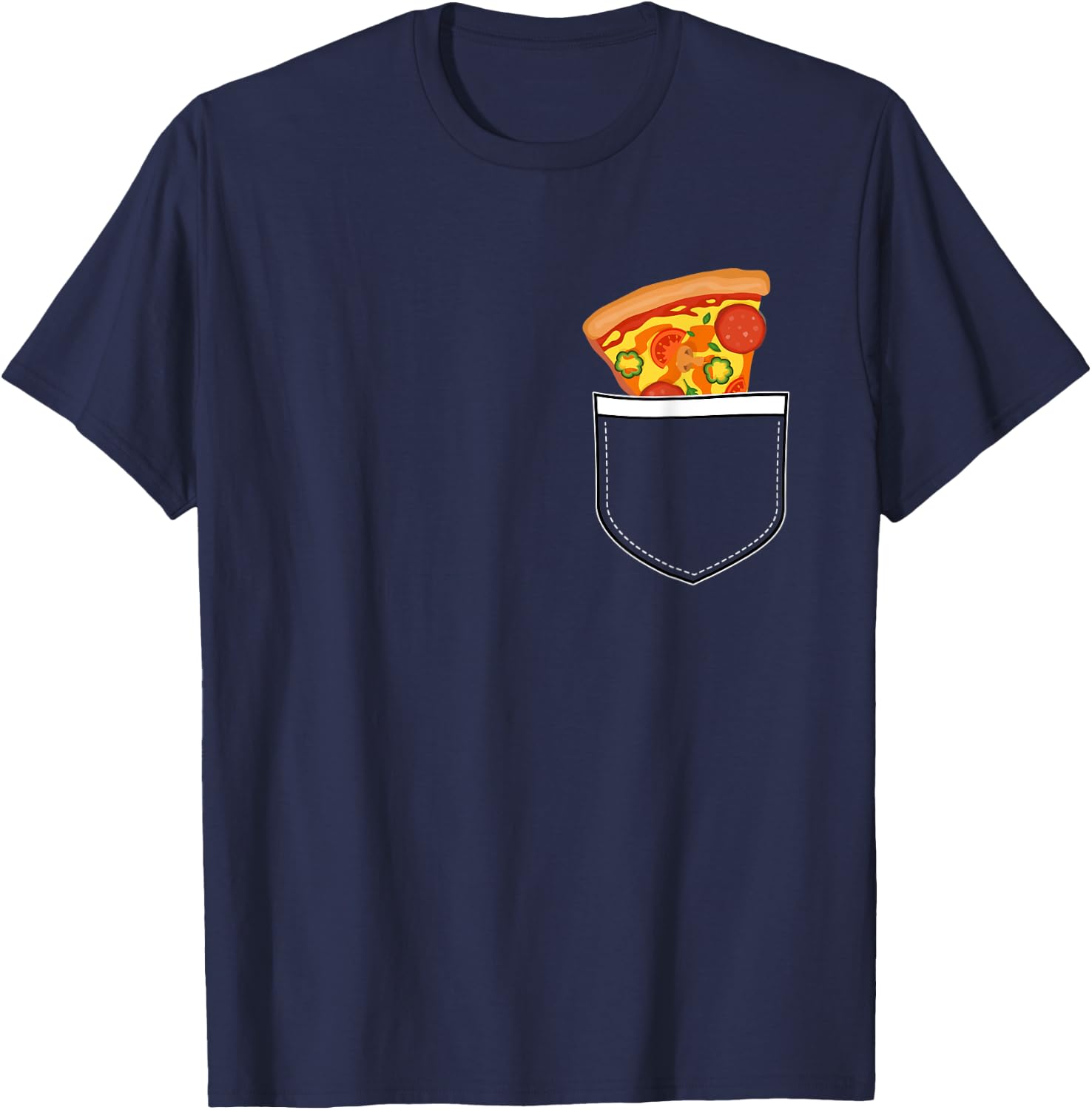 Funny Front Pocket with Pizza Slice Foodie Pizza Lover Gift T-Shirt - T-Shirt | Navy