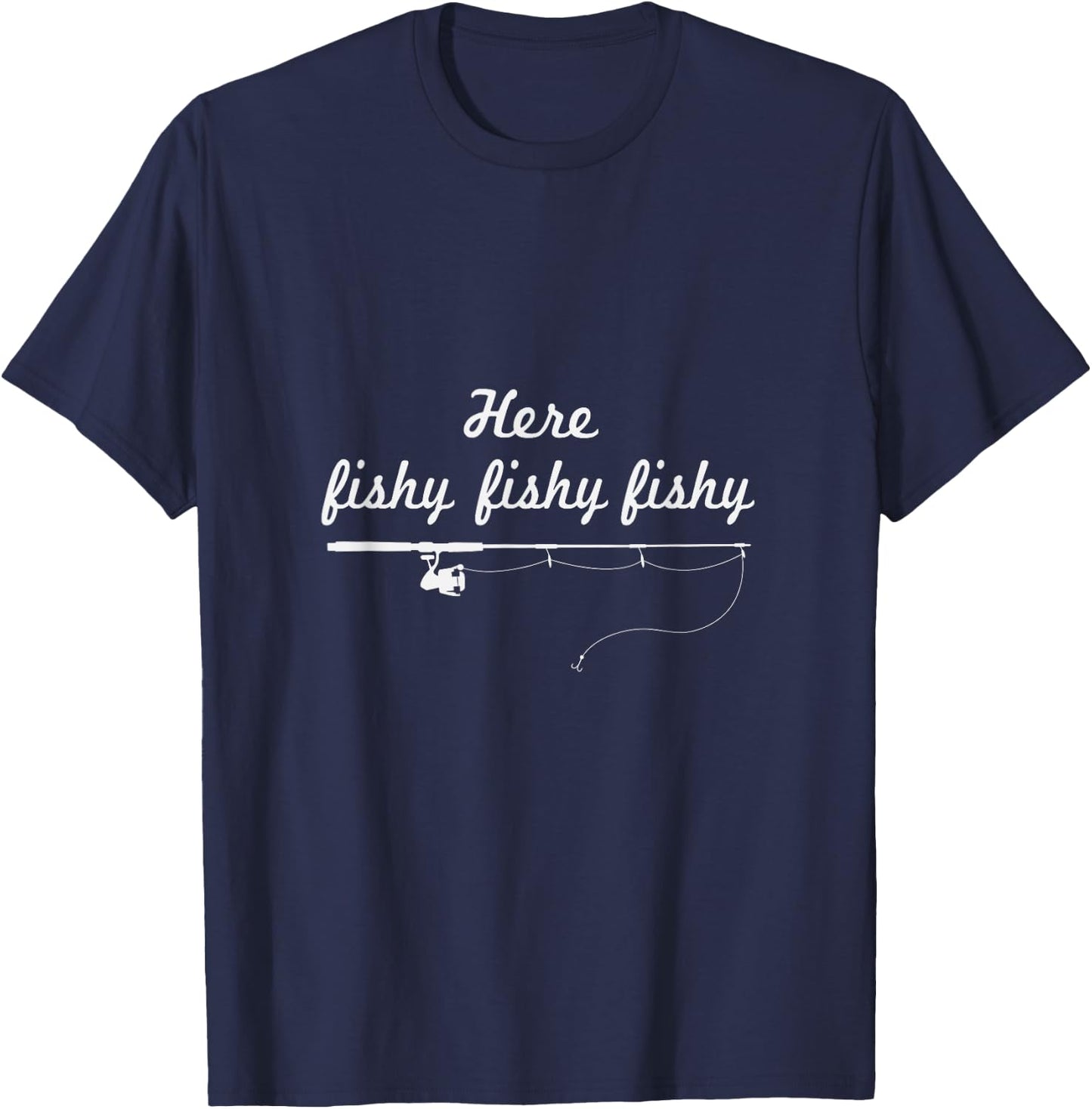 Here Fishy Outdoors Fishing T-Shirt - T-Shirt | Navy