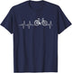 Cycling Biker Heartbeat Bicycle T-Shirt - T-Shirt | Navy