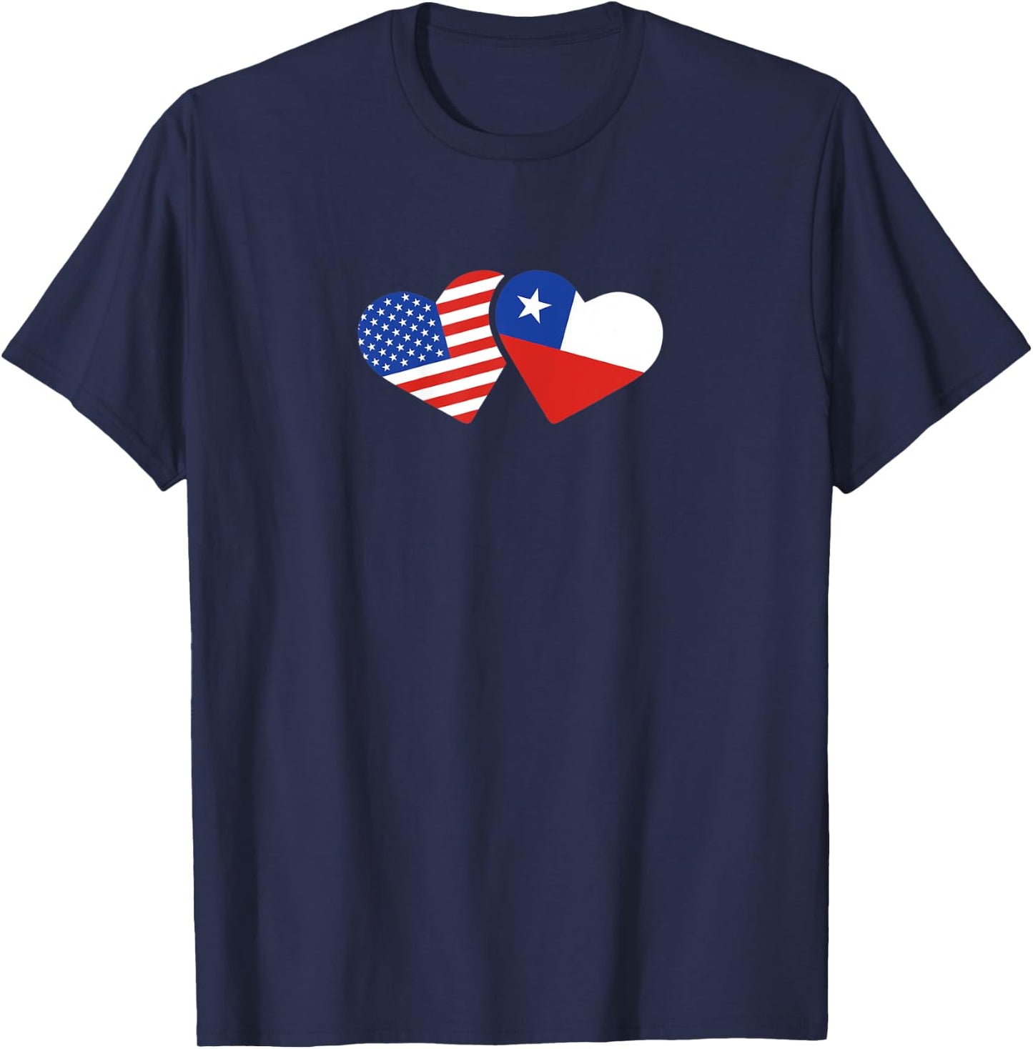 USA Chile Flag T Shirt Hearts Chileans American Love Cute T-Shirt - T-Shirt | Navy