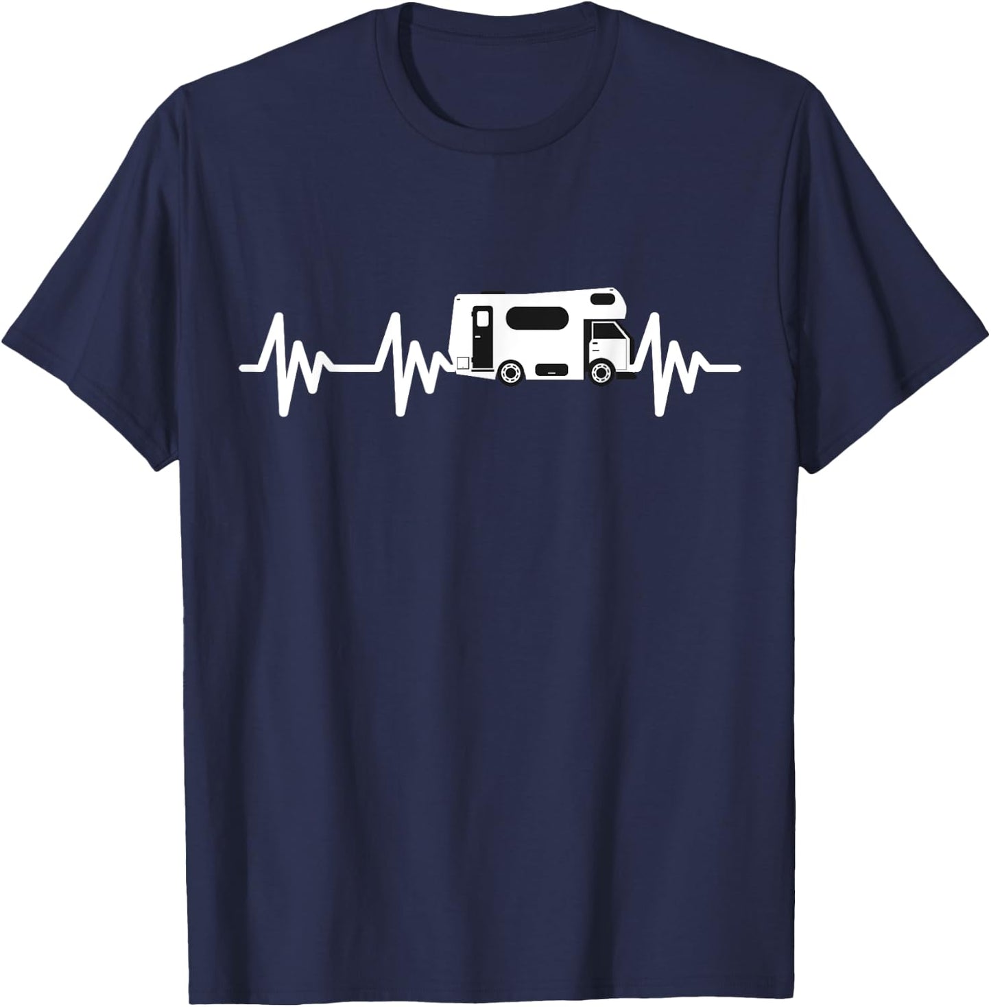 Motorhome camping camper Heartbeat motorhome T-Shirt - T-Shirt | Navy