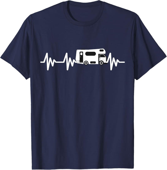 Motorhome camping camper Heartbeat motorhome T-Shirt - T-Shirt | Navy